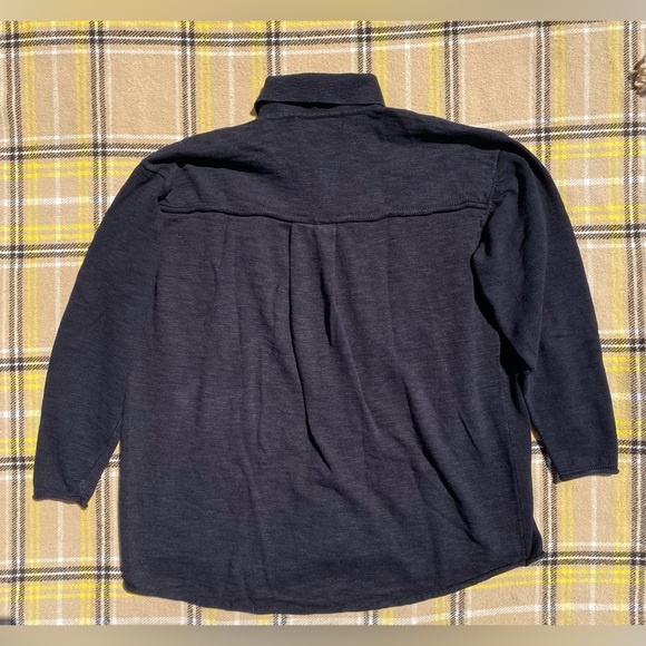 Free People Beach Dark Grey Wooden Button Front Oversized Collared Knit Cardigan - Picture 7 of 7